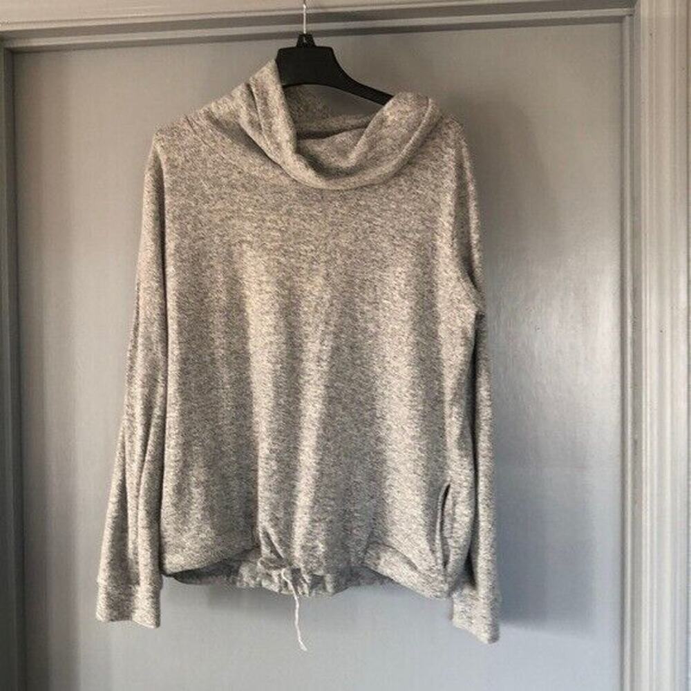 Loveappella Women's Top Tunic Cowl Neck Gray 1X long sleeves Pullover